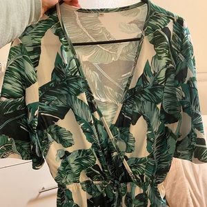 Floral print wrap short beach Romper